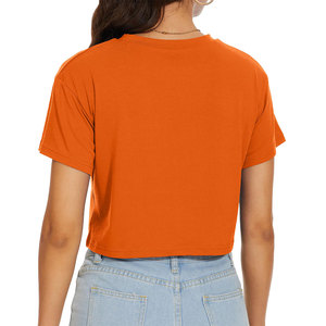 High Quality Women's Crop Top Polyester Cotton Blended <b>Material</b> Loose Fit Lightweight Breathable Short Length Unique Crop Tee - Product Image 2