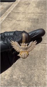 จี้รูปนกฮาวก์/นกอินทรี ชุบทอง ประดับเพชรโมอิสซาไนต์เต็มตัว เงินแท้ 925 สำหรับผู้ชายและผู้หญิง สไตล์ฮิปฮอป - Product Image 4