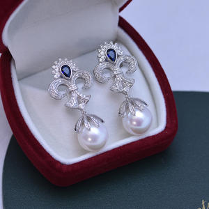 Women's Simple Style S925 <b>Fine</b> <b>Dangle</b> <b>Earrings</b> 11-12mm Round Purple Pearls Strong Light with Subtle Flaws Freshwater Wholesale - Product Image 2