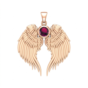 Pink Quartz Guardian Angel Wing Birthstone Pendant Rose Gold Plated Round Pink Quartz Crystal 3 cm Wing Charm <b>Necklace</b> Jewelry - Product Image 1