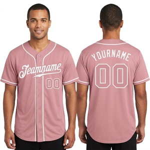 Custom Men's Pink Baseball Jersey <b>Short</b> Sleeve <b>Mesh</b> Breathable Button Front Team Name Print Regular Fit All Seasons Apparel - Product Image 5