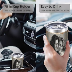 20oz Stainless Steel Tumbler Double Wall Insulated Keep <b>Hot</b> Cold Travel Mug With Photo Print Best Friend Design - Product Image 4