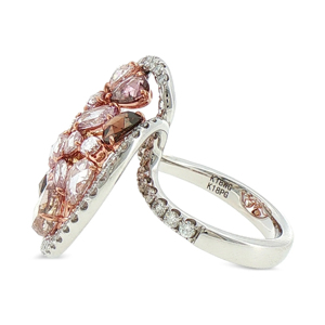 Rose <b>Gold</b> Plated <b>Cocktail</b> <b>Ring</b> with Morganite Pear Cut Stones Flower Design Women's Luxury Fine Jewelry Engagement Party - Product Image 3