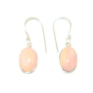 Classic Women's Pink <b>Opal</b> Drop <b>Earrings</b> Silver Plated Bezel Setting Oval Shape Fashion Dangle Jewelry Gift For Wholesale - Product Image 1