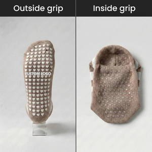 ถุงเท้าพิลาทิสโลโก้สั่งทำพิเศษ ป้องกันการลื่นสองทิศทาง สำหรับผู้หญิง โยคะ บาร์เร ออกกำลังกายในร่ม ใช้ได้ทุกวัน ผ้าฝ้าย 100% ออกแบบฟรี - Product Image 6