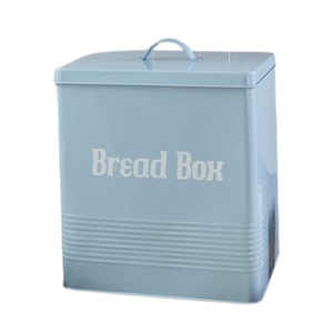 Bread Containers Blue Handpainted Bread Box Food Storage <b>Biscuit</b> Sugar Tea Coffee <b>Tin</b> Counter Storage Box For Fresh Loaves - Product Image 1
