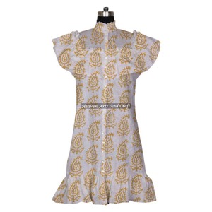 Block Print Cotton Tunic <b>Dress</b> Indian <b>Summer</b> Wear For Women, Ethnic Bohemian Style, Cotton <b>Short</b> Party Outfit - Product Image 2