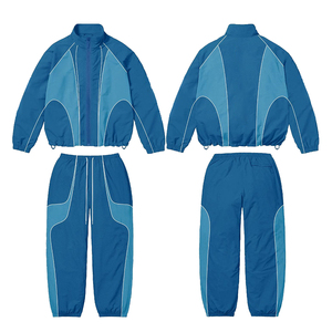 Ensemble de survêtement sportif pour femmes, blocs de couleur, fermeture éclair sur toute la longueur, coupe ample, deux pièces, vêtements de sport pour toutes les saisons - Product Image 3