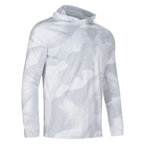 <b>Men's</b> <b>White</b> Camouflage Hooded <b>Long</b> <b>Sleeve</b> Shirt Sublimation Print Anti-Uv UPF 50 Outdoor Fishing Wear - Product Image 6