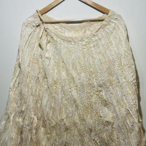 Falda de Verano para Mujer, 100% Algodón Puro Beige, Elegante y Casual, con Estampado Floral a Mano - Product Image 4