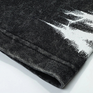 T-shirt personnalisé col rond 260 grammes coton bambou streetwear délavé à l'acide double couche manches longues coupe oversize écoresponsable 2-en-1 sérigraphié - Product Image 6