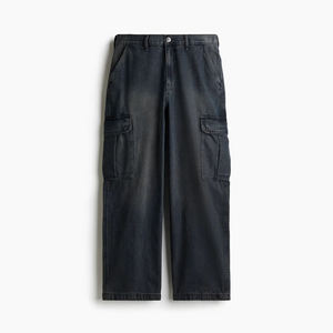 Pantalones Cargo Vaqueros Lavados para Hombre, Corte Recto, Algodón, Diseño con Múltiples Bolsillos, Personalización con Etiqueta Privada - Product Image 3