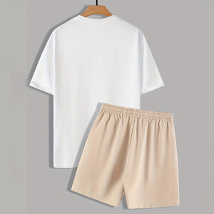 Conjunto de Camiseta y Pantalones Cortos de Algodón para Hombre, Estilo Simple y Único, con Cordón Ajustable, Conjunto Casual - Product Image 2