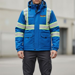 Chaqueta reflectante de alta visibilidad personalizada con múltiples bolsillos funcionales para el trabajo y actividades al aire libre - Product Image 6