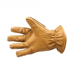 Gants de travail en cuir jaunes résistants aux chocs, gants de chauffeur avec paume renforcée, protection des doigts pour usage industriel - Product Image 3