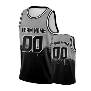 Noir gris maillot de basket-ball personnalisé impression personnalisée nom de l'équipe numéro Logo Hip Hop chemises de sport pour hommes femmes jeunes enfants - Product Image 5