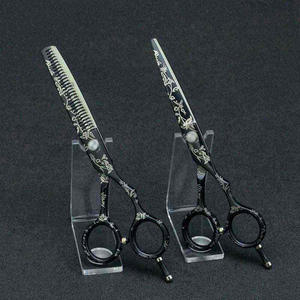 Tijeras de Barbero Profesionales con Grabado Floral, para Diestros, con Logotipo Personalizado, Revestimiento Negro, Acero Inoxidable, para Cortar el Cabello - Product Image 5