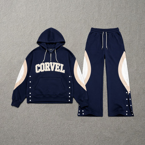 Chándal Oversize de Chenilla con Logotipo Bordado Personalizado, Sudadera Anorak Relajada con Abertura Lateral y Botones, y Pantalón Holgado DTG - Product Image 3