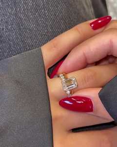 Bagues de fiançailles solitaires en diamant 2 carats taille émeraude, serties clos, en or massif 14K, pour anniversaire, mariage, demande en mariage, bijoux fins - Product Image 4
