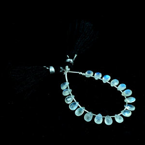 Preciosas cuentas naturales con forma de pera facetadas de piedra lunar arcoíris, hermoso color azul para hacer joyas o regalos increíbles - Product Image 2