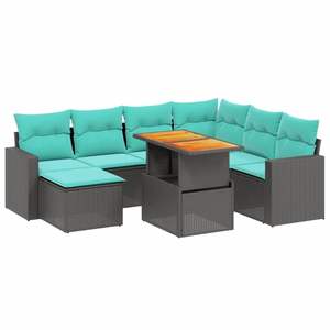 Ensemble de canapés de patio en polyrotin noir, 8 pièces, avec coussins, ensembles de jardin - Product Image 2