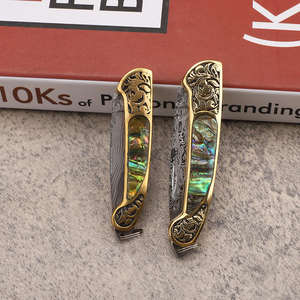 Couteau de camping à lame en acier Damas avec personnalisation DIY et OEM, étui en cuir inclus - Product Image 5