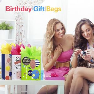 Confezione da 8 Sacchetti Regalo Divertenti con Glitter e Manico a Nastro, Carta Velina per Confezionare Regali di Compleanno, Decorazioni per Feste - Product Image 2