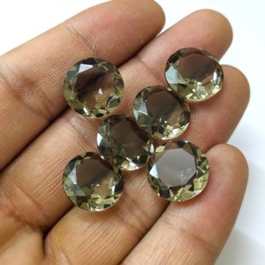 Pierre de quartz fumé ronde taille brillant, facettée, pierre non montée - Product Image 5