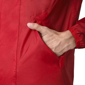 <b>Men's</b> Red Hooded <b>Waterproof</b> Windbreaker Casual Outdoor <b>Jacket</b> Zipper Closure Polyester Shell Spring Wear Rain <b>Jacket</b> - Product Image 4