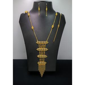 Collar con pendientes Conjunto de joyería Latón puro chapado en oro Alta calidad India UAE Collar Diseño Collar Conjunto de joyería - Product Image 5