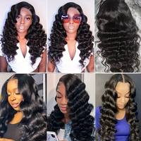 Perruques en cheveux humains vierges ondulés brun cuivré foncé, effet naturel, densité 180 %, avec dentelle HD 13x6, sans colle, pour femmes, vente en gros