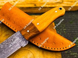Couteau de chasse et de dépecage en acier Damas à pointe tombante, directement de l'usine, avec étui, haute qualité, personnalisable, ultra-affûté, vente en gros, ODM - Product Image 5