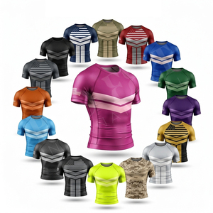 Workout Wear Heavy Duty Cycling Jersey Short Sleeve <b>Compression</b> <b>Shirt</b> Breathable Sports Rash Guard Fitness Running Training Top - Product Image 1