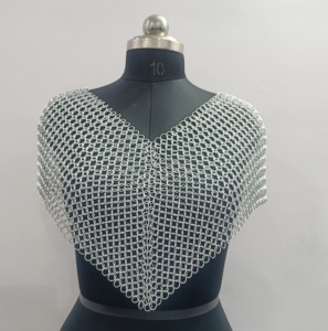 Haut à col en maille médiévale pour femme, en aluminium, finition antique, anneaux boutonnés, costume de fantaisie, vente en gros. - Product Image 1
