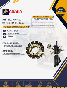 yamaha crux 12 pole new model libero stator coil plate assembly export quality for two wheeler spare parts india orado - Product Image 2
