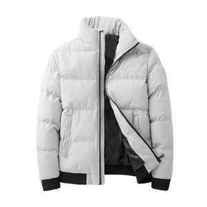 Veste matelassée rouge pour homme, col montant, fermeture éclair, coupe-vent, style décontracté, rembourrage en polyester, vêtement d'hiver, longueur normale - Product Image 4