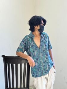 <b>Paisley</b> Print Short Sleeve Button <b>Shirt</b> Women Casual Spring Summer 100% Silk Loose Fit Regular Length Vintage Quick Dry - Product Image 1