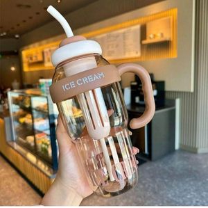 Eco-Friendly Cute Ice Cream Shaped Water <b>Bottle</b> with Handle and Straw for Kids Travel Gifts - Product Image 2