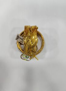 LISA JEWELLERS 22K <b>Solid</b> <b>Gold</b> Chur <b>Bangle</b> Pair Traditional Indian Bridal Filigree Floral Trendy Wedding Anniversary Gift BIS - Product Image 3