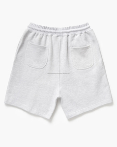 กางเกงขาสั้นฮิปฮอปผู้ชายสีเทาอ่อนแบบมีเชือกผูกเอว ผ้าขนสัตว์ ระบายอากาศ กันลม ลายเรียบ ผ้าฝ้าย 100% สไตล์ลำลอง ขายส่ง - Product Image 2