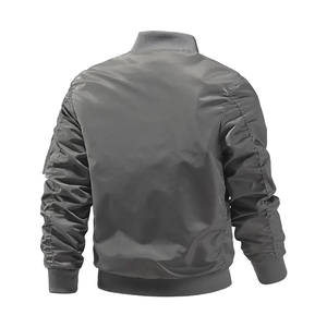 Veste bomber aviateur élégante pour homme, col montant, couleur unie, tendance streetwear, pour l'extérieur, hiver. - Product Image 2