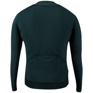 Maillot de cyclisme à manches longues pour homme, vert foncé, avec poche arrière, respirant et ajusté - Product Image 2