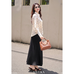 Falda Larga Elegante Negra de Cintura Alta Estilo Sirena para Mujer, Cómoda, Transpirable, Informal de Oficina, Moderna, de Spandex/Poliéster, ODM OEM - Product Image 3