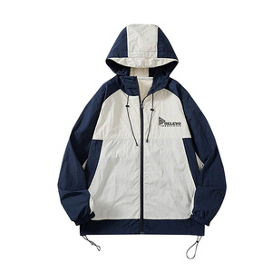 Relevo New Unisex Hooded Windbreaker <b>Jacket</b> <b>Lightweight</b> Zipper Front Color Blocking Casual Spring Wear Full Sleeve - Product Image 3