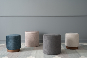 Minimalist Modern Dark Grey Ottoman Pouf with Upholstery for Contemporary Living Spaces - Product Image 4