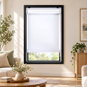 Persiana Enrollable Eléctrica Blanca Lisa WINHOME, Filtrado de Luz, Bloqueo UV, Moderna y Minimalista para Ventana Corredera, Habitación de Huéspedes - Product Image 1