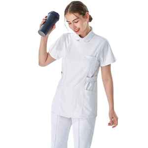 Comfortable Stretchy Spandex/Polyester <b>Scrubs</b> <b>Uniform</b> Sets V Neck Short Sleeves Women <b>Scrub</b> Suits Hospital Use Seamless Fusing - Product Image 1