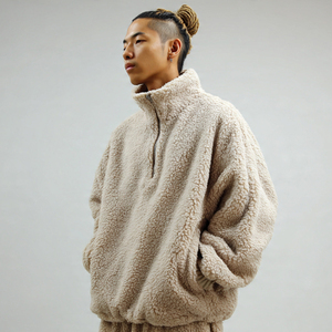 Veste polaire Sherpa pour femme, col montant, demi-zip, manteau Sherpa polaire, veste chaude d'hiver pour femme, vente en gros - Product Image 4