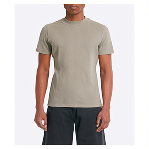 T-shirt à col côtelé en pur coton 150g personnalisé OEM pour homme, couleur unie, taille européenne et plus, pour le marché transfrontalier - Product Image 3