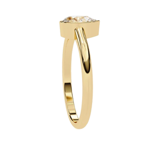 Anillo de compromiso minimalista con diamante de laboratorio de corte pera de 0.60 ct, en oro macizo de 14K, con engaste de bisel en forma de lágrima, banda solitaria lisa para mujer. - Product Image 4